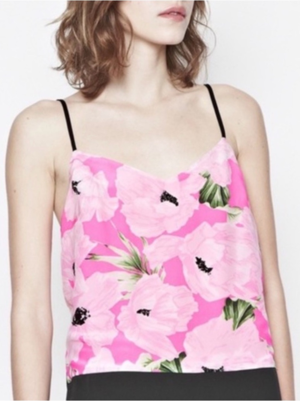 French connection hot pink floral tank top S